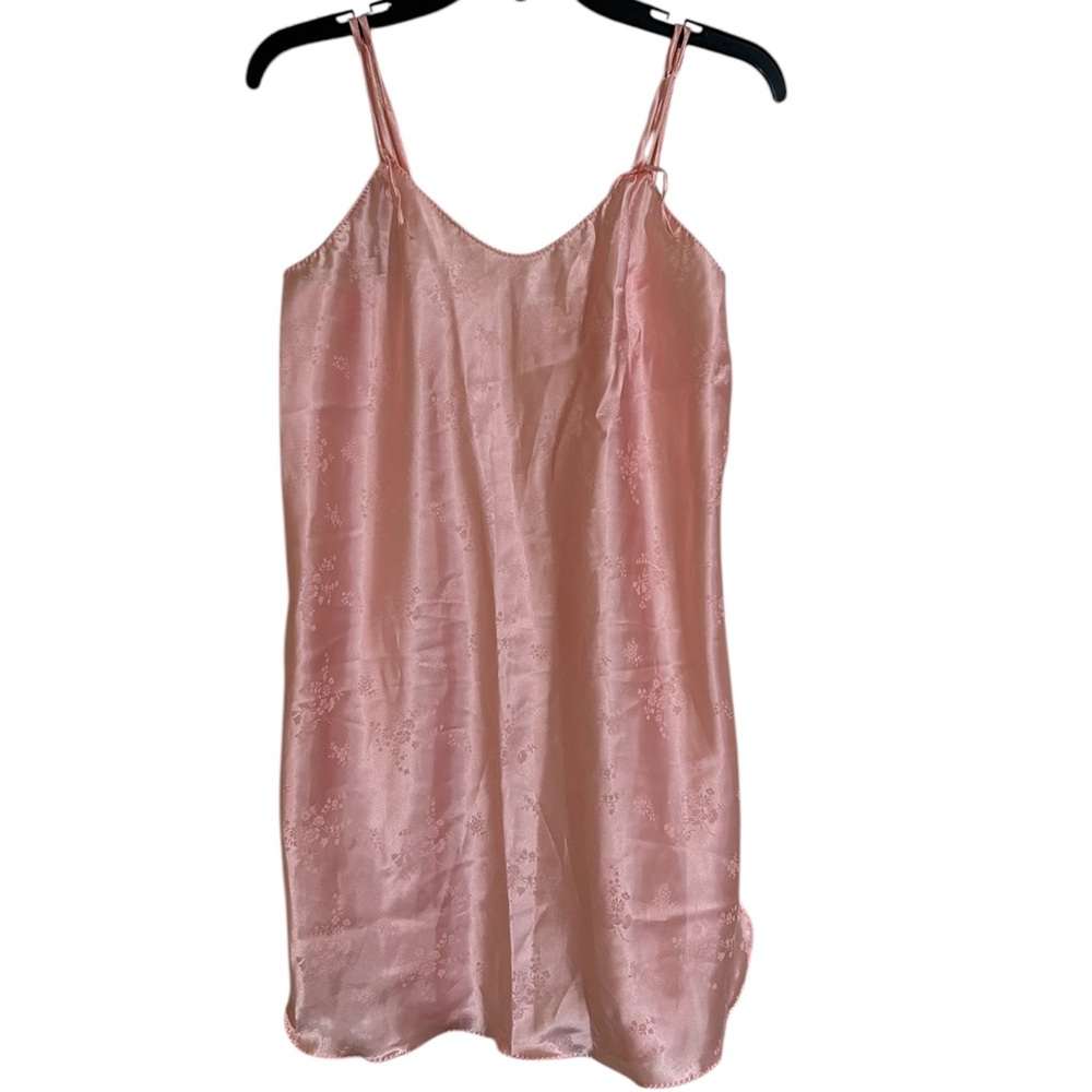 Sabrina Made Expressively For Mervyn’s Pink Floral Satin Slip Dress Sz M VTG
